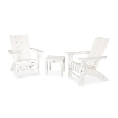 POLYWOOD Modern 3-Piece Curveback Adirondack Set - White